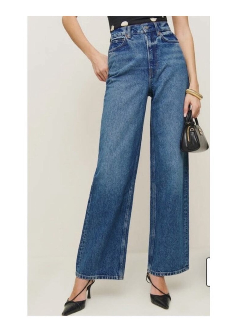 NWT Reformation Women's Wes High Rise Wide Leg Jeans Blue Denim Size 30